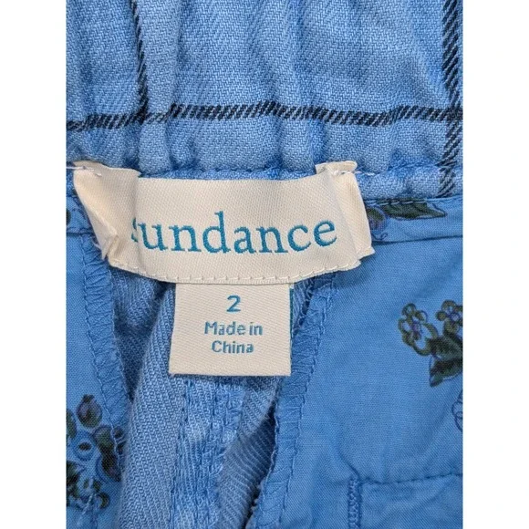 Sundance‎ Pants Womens 2 Blue Windowpane Linen Lightweight Elastic Waist Casual - Picture 5 of 8